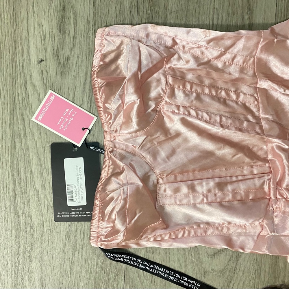 Satin side ruched blush dress